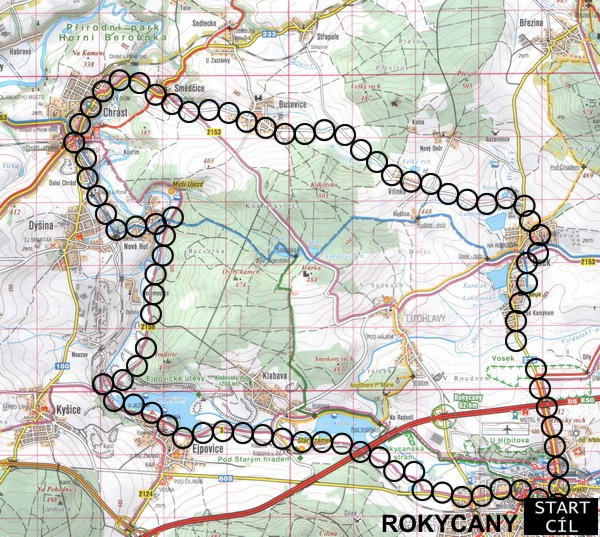  Rokycany, Klabava, zpt pes Osek 36 km