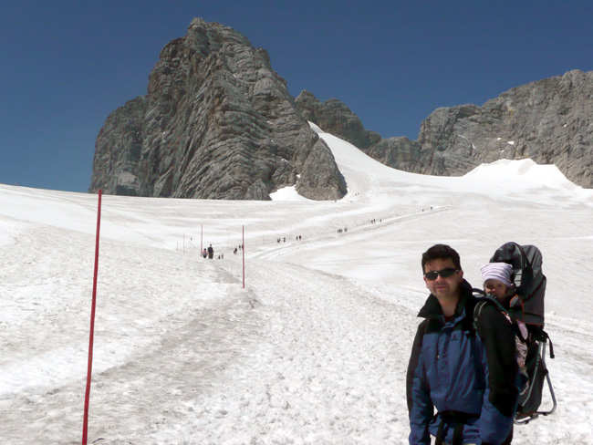 Dachstein - na ledovci - pohled na nejvy horu Hoher Dachstein 2995 m n. m.