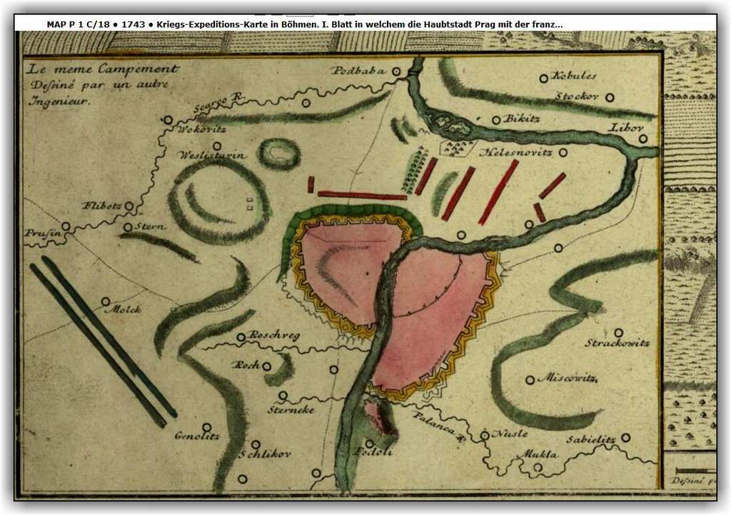 R.1743.Jedna z prvnch map Liboce,Ruzyn,Veleslavna,Vokovic a Motola z doby korunovace Marie Terezie,celm jmnem Marie Terezie Walburga Amlie Kristna.Byla manelkou Frantika I. tpna Lotrinskho,kter byl 13.9.1745 zvolen mskm csaem.