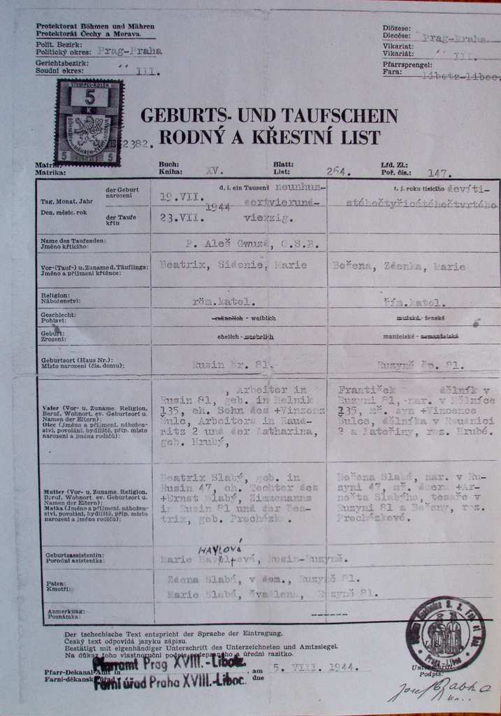 Libock rodn a kestn list z r. 1944