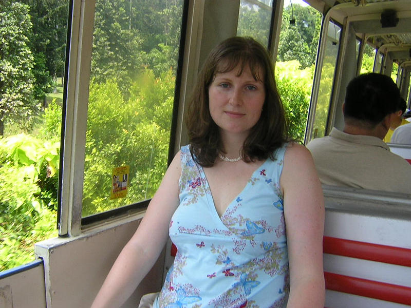 Zora in the monorailtrain, Sentosa island