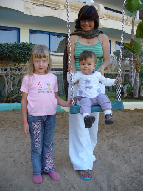 In the playground with my new German friend