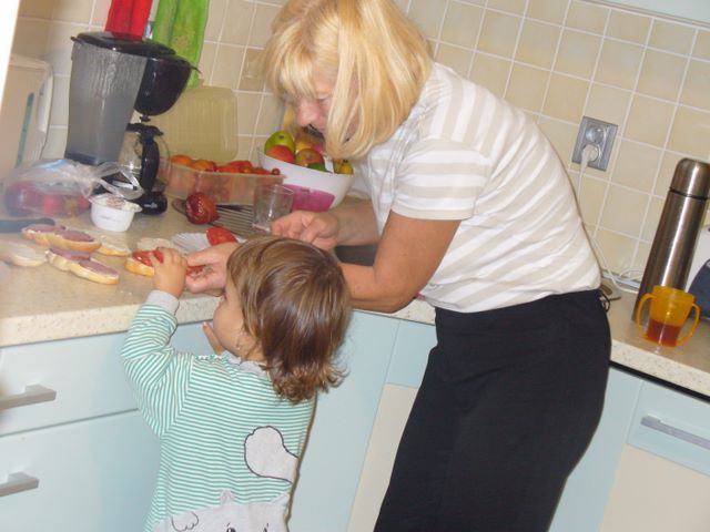 Preparing snack for my parents