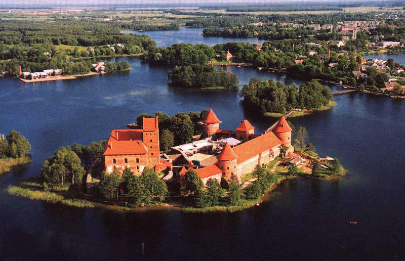 Trakai z leteckho pohledu.